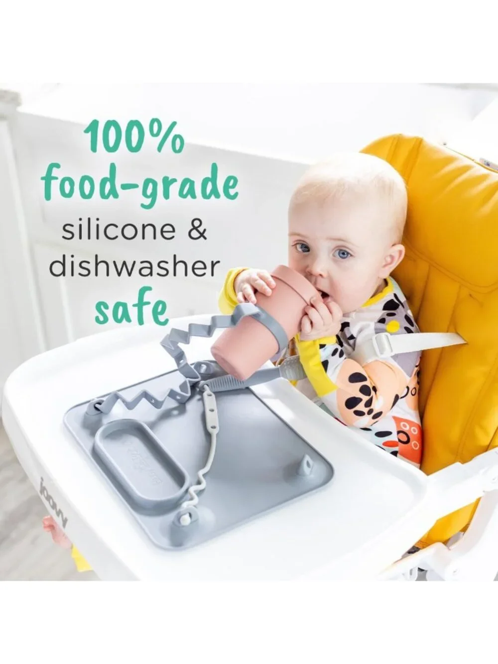 Silicone Baby Feeding Mat with Suction Cups & 4 Straps - Non-Slip, Easy Clean